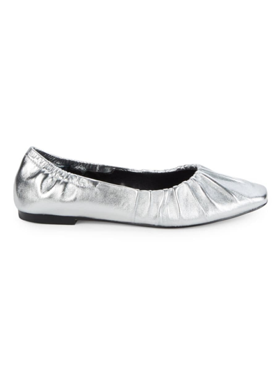 Shop Marc Fisher Ltd Women's Ophia Leather Ballet Flats In Silver