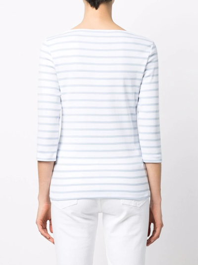 Shop Tommy Hilfiger Stripe-print Boat-neck T-shirt In Blau