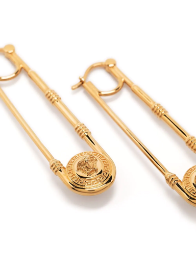 XS NEW $395 VERSACE TRIBUTE Gold Tone Brass LOGO MEDUSA Head Safety Pin  RING NIB
