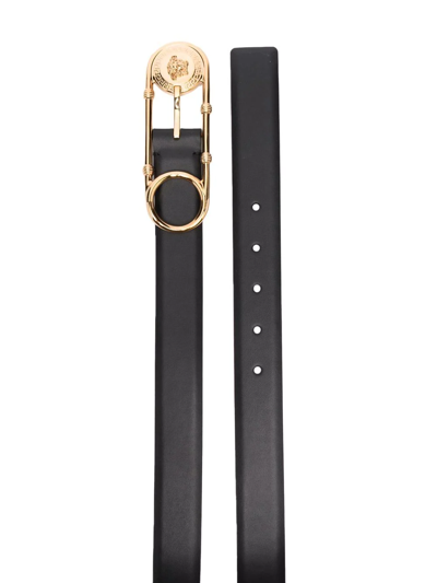 Versace Safety Pin-buckle Leather Belt In Black