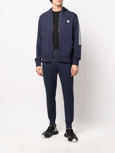 Michael Kors Logo-patch Zip-up Hoodie In Blau