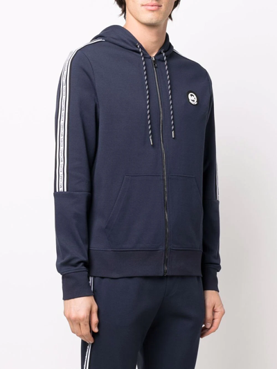 Michael Kors Logo-patch Zip-up Hoodie In Blau