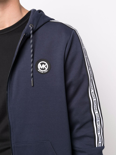 Michael Kors Logo-patch Zip-up Hoodie In Blau