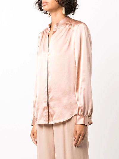 Shop L Agence Button-up Silk Blouse In Gold