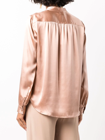 Shop L Agence Button-up Silk Blouse In Gold