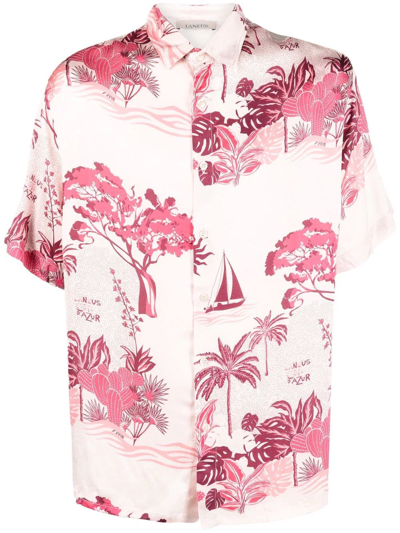 Shop Laneus Tropical-print Short-sleeved Shirt In Rosa