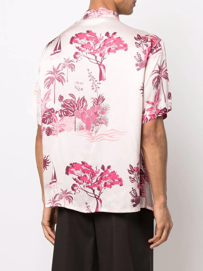 Shop Laneus Tropical-print Short-sleeved Shirt In Rosa