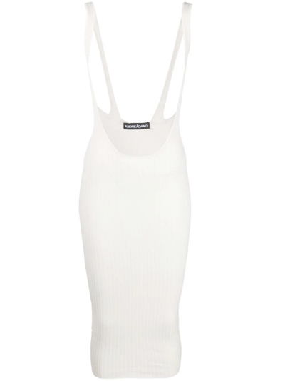 Shop Andreädamo Ribbed-knit Pinafore Skirt In Weiss