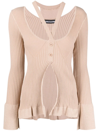 Shop Andreädamo Cut-out Detail Knit Jumper In Nude