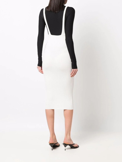 Andreädamo Ribbed-knit Pinafore Skirt In Weiss