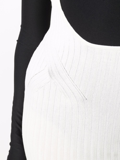 Andreädamo Ribbed-knit Pinafore Skirt In Weiss