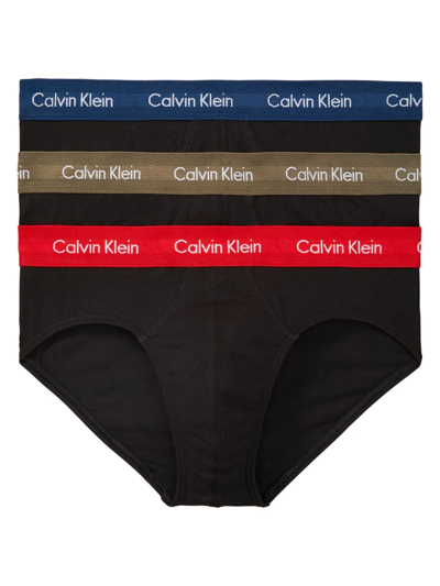 Shop Calvin Klein Men's 3-pack Cotton Stretch Briefs In Black Aspen Berry