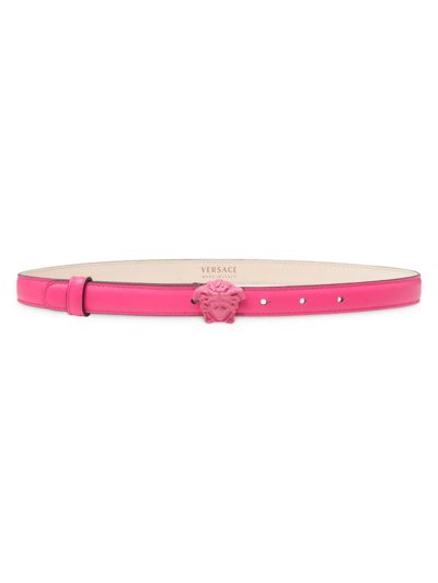 Shop Versace Medusa Fuchsia Leather Belt In Pink
