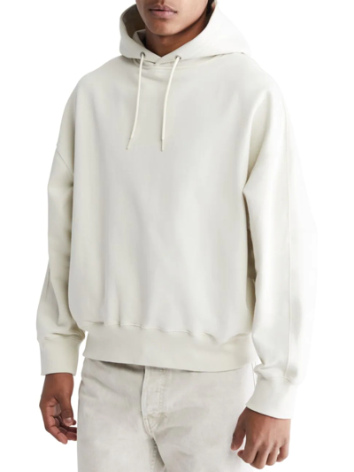 Shop Calvin Klein Men's Standards Fleece Hoodie Sweatshirt In Bone White