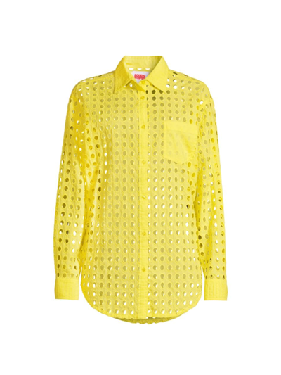 Shop Solid & Striped Women's The Oxford Eyelet Pattern Tunic In Eyelet Daffodil