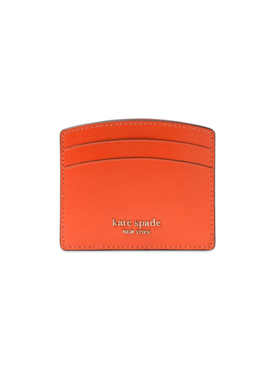 Shop Kate Spade Spencer Leather Card Holder In Dried Apricot