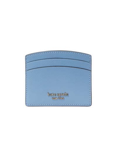 Shop Kate Spade Spencer Leather Card Holder In Sky Blue
