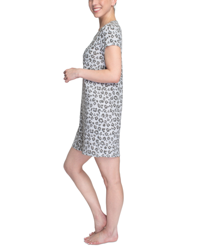 Shop Muk Luks Women's Super Soft Pajama Sleepshirt In Gray Leopard