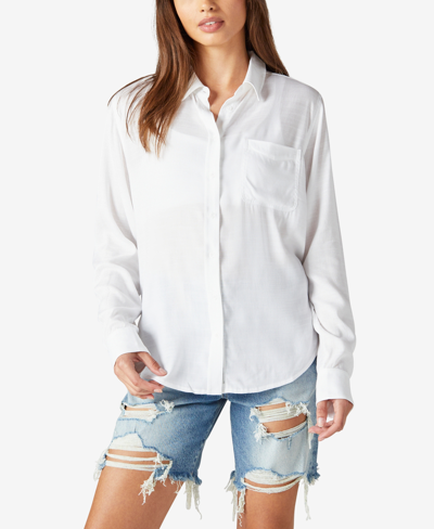Shop Lucky Brand Boyfriend Button-down Shirt In Bright White