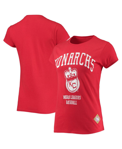 Shop Stitches Women's  Red Kansas City Monarchs Negro League Logo T-shirt