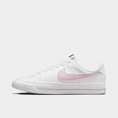Shop Nike Big Kids' Court Legacy Casual Shoes In White/pink Foam