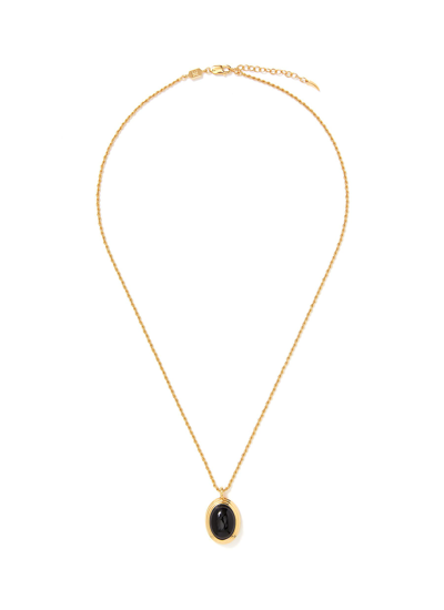 Shop Missoma X Savi Black Stone Ridge Detail Pendant Necklace In Metallic