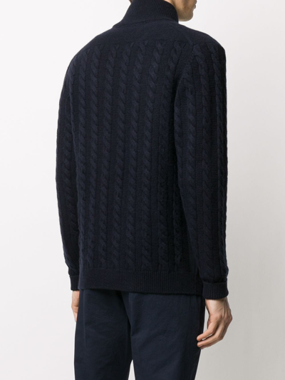 Shop N•peal Long Sleeve Cable Knit Sweater In Blau