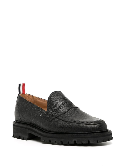 Thom Browne Grosgrain-loop Round-toe Loafers In Schwarz