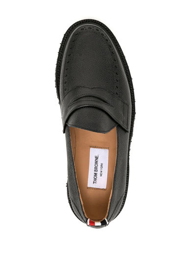 Thom Browne Grosgrain-loop Round-toe Loafers In Schwarz