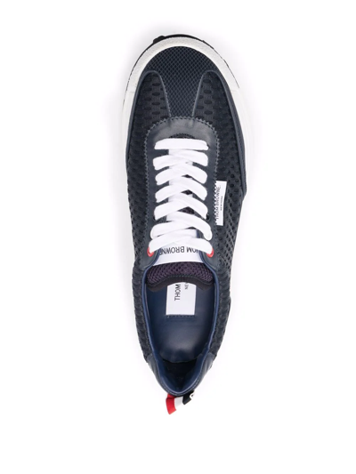 Shop Thom Browne Mesh-detailing Tech Runner Sneakers In Blau