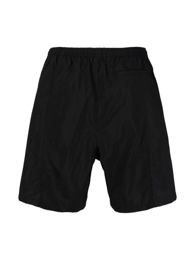 Ami Alexandre Mattiussi Logo-plaque Elasticated-waistband Shorts In Schwarz