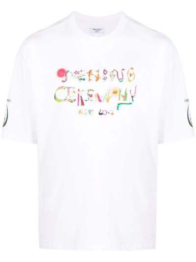 Shop Opening Ceremony Logo Brush-art Print T-shirt In Weiss