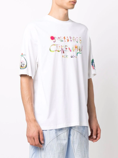 Shop Opening Ceremony Logo Brush-art Print T-shirt In Weiss