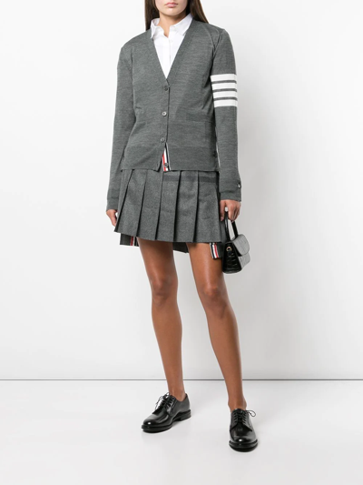 Shop Thom Browne 4-bar Stripe V-neck Cardigan In Grau