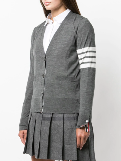 Shop Thom Browne 4-bar Stripe V-neck Cardigan In Grau