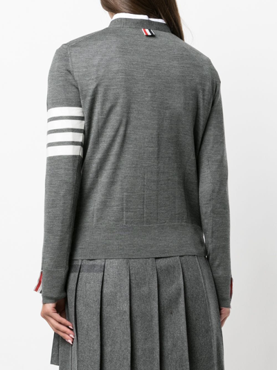 Shop Thom Browne 4-bar Stripe V-neck Cardigan In Grau