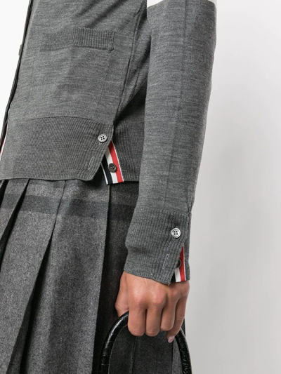 Shop Thom Browne 4-bar Stripe V-neck Cardigan In Grau