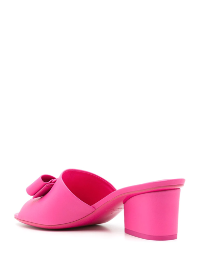 Ferragamo Leather Valery Mules 55 In Rosa