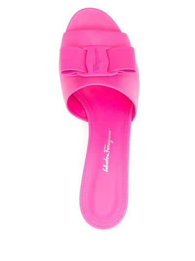 Ferragamo Leather Valery Mules 55 In Rosa