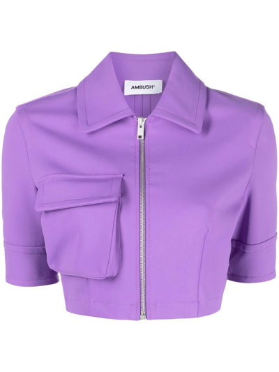 Shop Ambush Cropped Zip-up Jacket In Purple