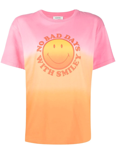 Shop Sandro Smiley® Tie-dye T-shirt In Rosa