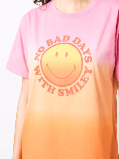 Shop Sandro Smiley® Tie-dye T-shirt In Rosa
