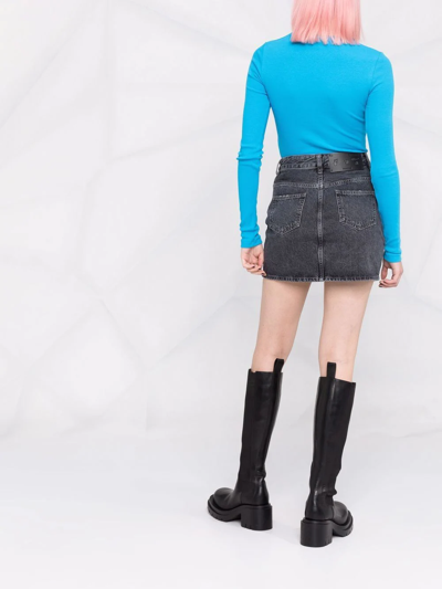 Off-white Logo-print Denim Skirt In Grey
