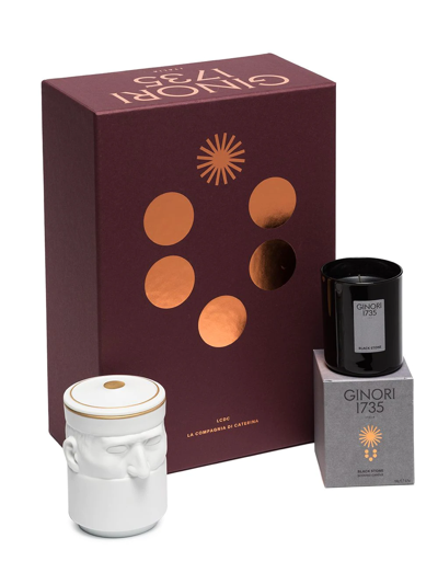 Ginori 1735 Il Seguace Candleholder And Black Stone Scented Candle (190g) In Schwarz