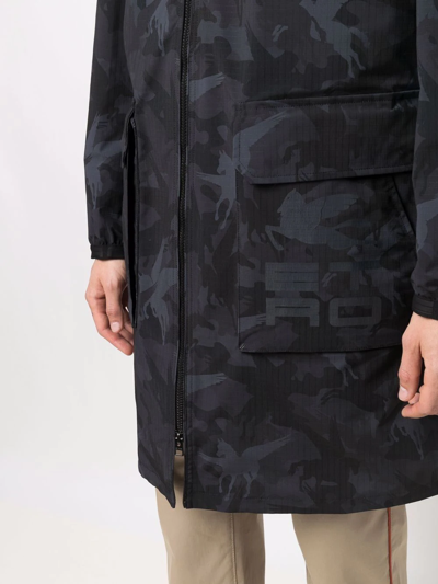 Shop Etro Camouflage Hooded Parka Coat In Schwarz
