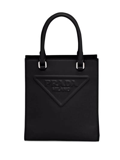 Prada Triangle Logo Mini Brushed Leather Crossbody Bag - F0002 Nero
