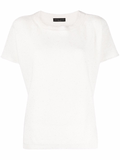 Shop Fabiana Filippi Side-slit T-shirt In Weiss