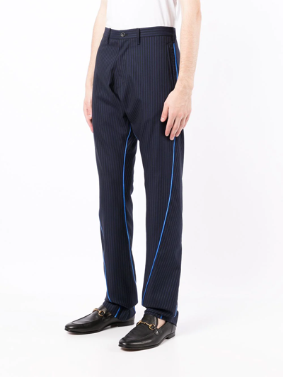 Shop Sulvam Pinstripe Slim-fit Trousers In Schwarz