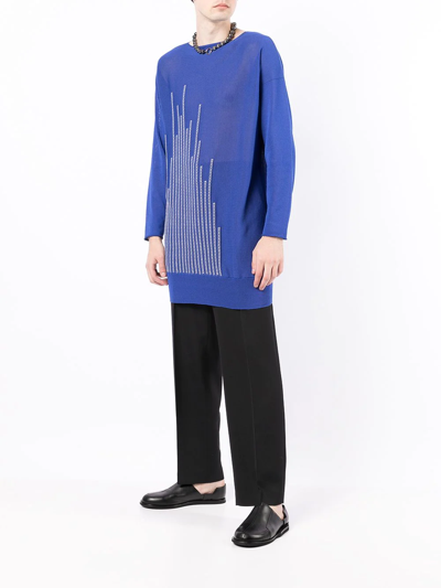 Shop Sulvam Contrast-stitch Jumper In Blau