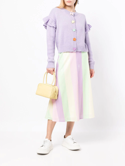 Shop Olivia Rubin Rosalie Ribbed-knit Cardigan In Violett